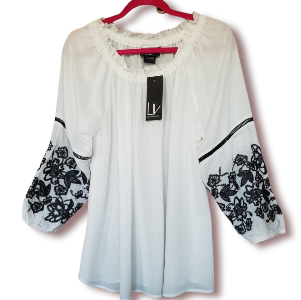 Light Breezy Long Sleeve Blouse, size: L